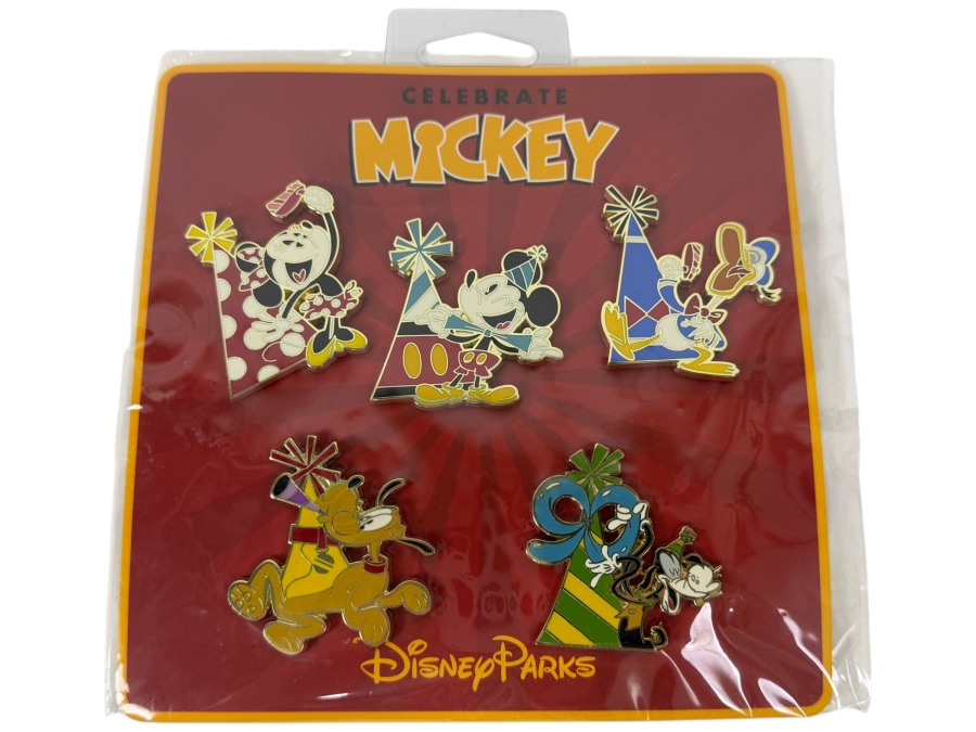 Disney Parks Mickey Mouse 90th Birthday Party Let's Celebrate! Booster 5 Pin Set - Open Edition 2018 Exclusive Disney Trading Pins
