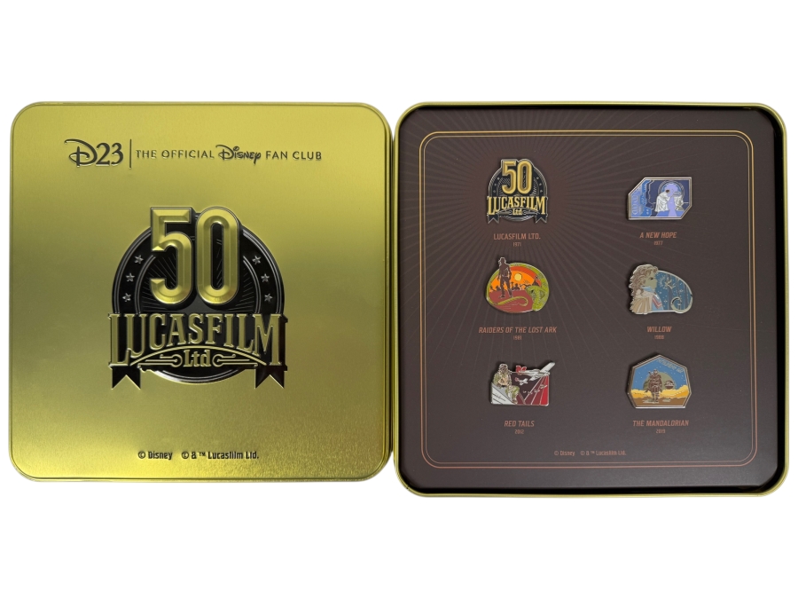 Disney D23 Exclusive Lucasfilm 50th Anniversary Limited Edition 6-Pin Tin Set - 2021 Gold Member Collector Item