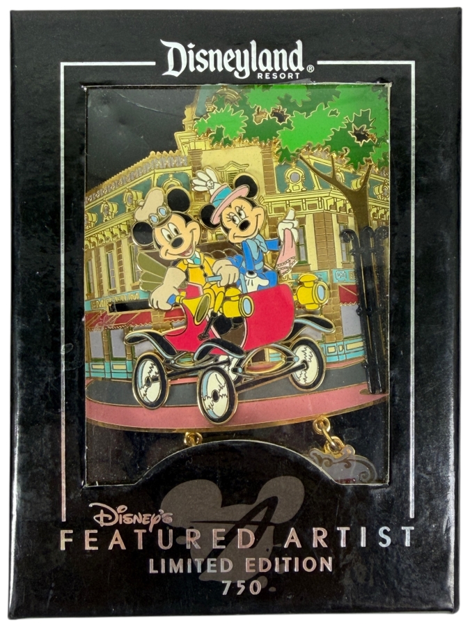 Disney DLR Featured Artist 2006 Mickey & Minnie Mouse Main Street USA Jumbo Slider Pin - Limited Edition 750 - Disneyland Resort Exclusive