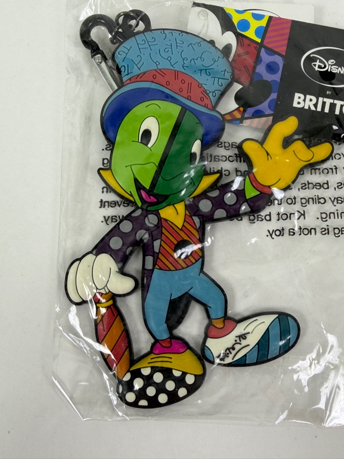 Disney X Romero Britto Pinocchio Jiminy Cricket Rubber Keychain Bag Tag - 2011 D23 Expo Exclusive - Pop Art Style Character Bag Clip [Photo 2]