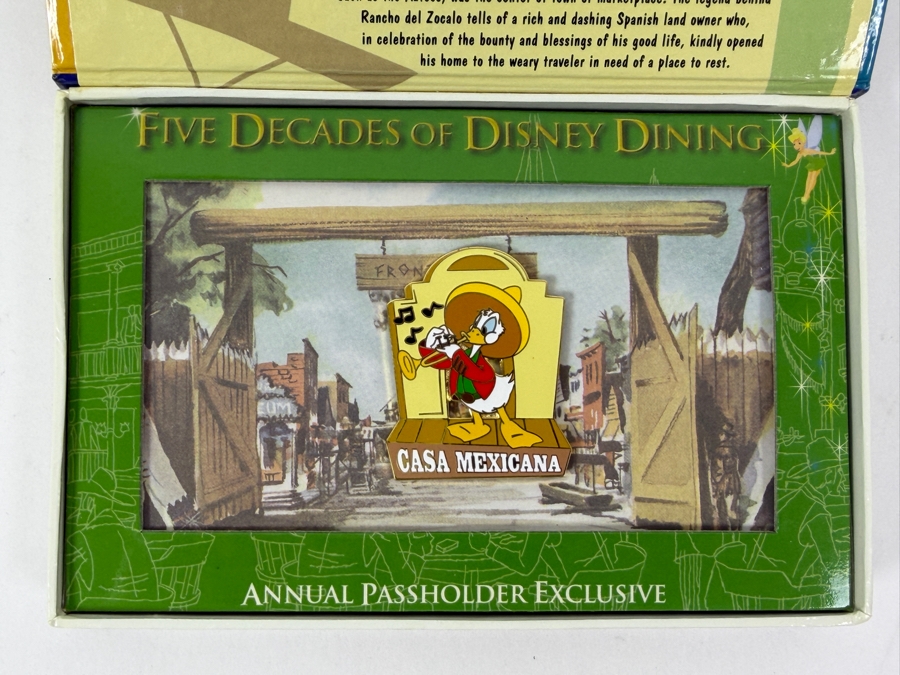 Disney Five Decades Of Disney Dining Donald Duck Casa Mexicana Boxed Pin - 2006 Disneyland Annual Passholder Exclusive - Limited Edition 10,000
 [Photo 3]