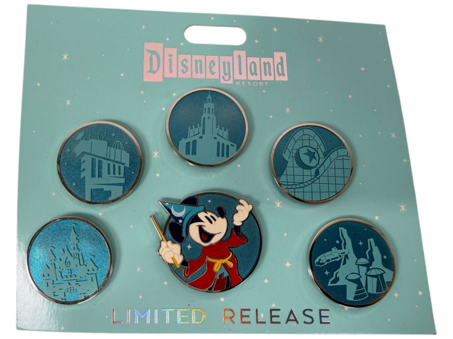 Disneyland The Magic Is Back Limited Release 6-Pin Booster Set - 2021 Reopening Commemorative Collection - Sorcerer Mickey & Attraction Silhouettes