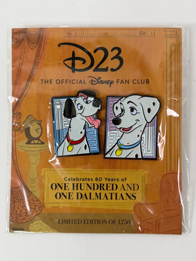 Disney D23 Exclusive 101 Dalmatians 60th Anniversary Pongo & Perdita Pin Set - Limited Edition 1,750 - 2021 Gold Member Official Fan Club Collectible [Photo 3]