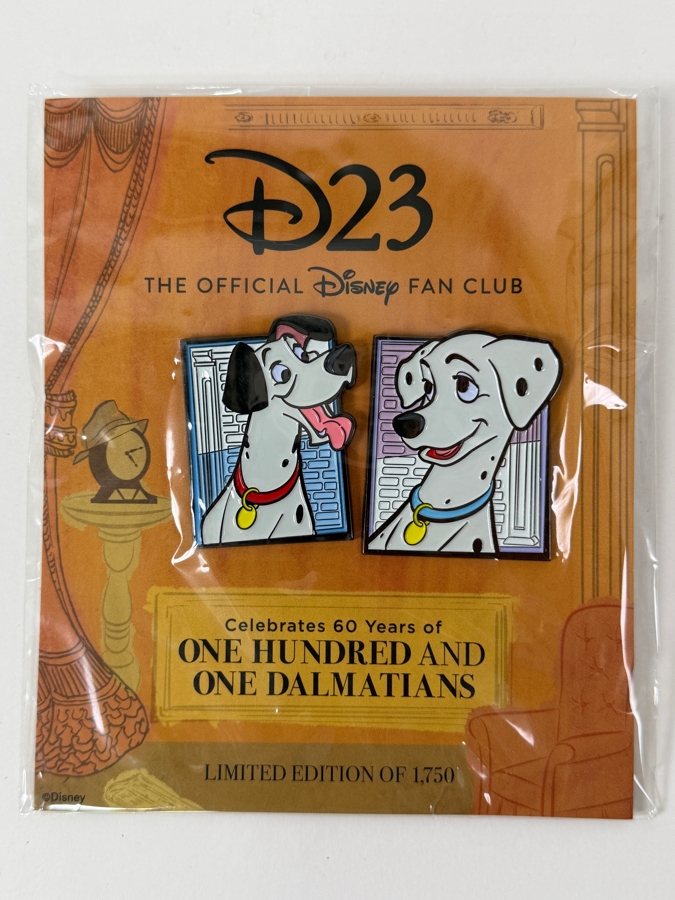 Disney D23 Exclusive 101 Dalmatians 60th Anniversary Pongo & Perdita Pin Set - Limited Edition 1,750 - 2021 Gold Member Official Fan Club Collectible [Photo 2]