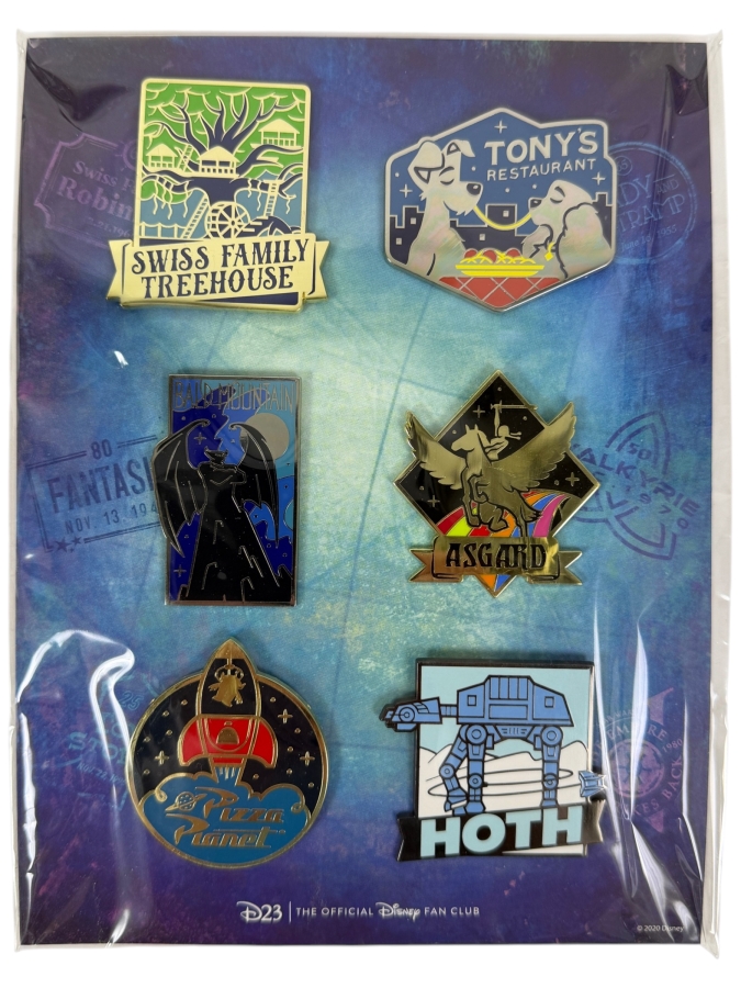 Disney D23 Gold Member Fantastic Worlds Pin Set - 2020 Exclusive 6-Pin Milestone Anniversary Collection