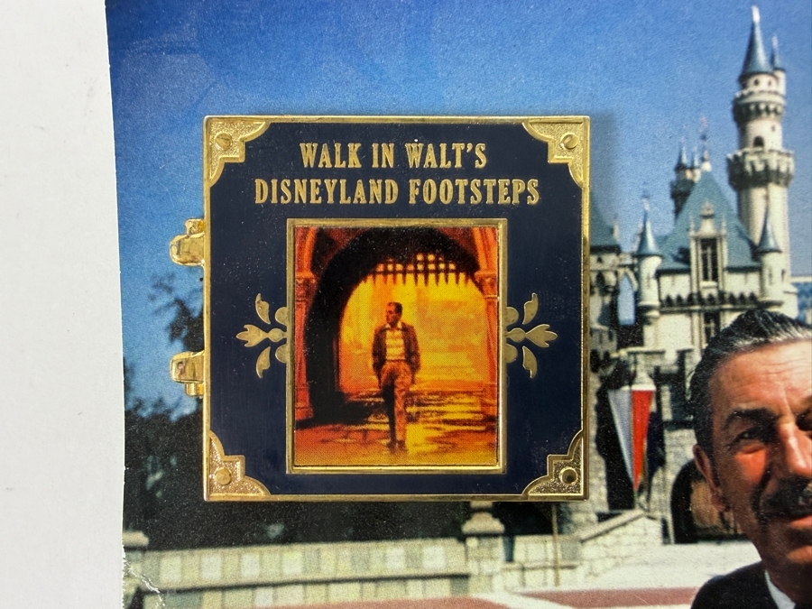 Disney Walk In Walt's Disneyland Footsteps Guided Tour Commemorative Pin With Original Walt Disney Postcard [Photo 2]