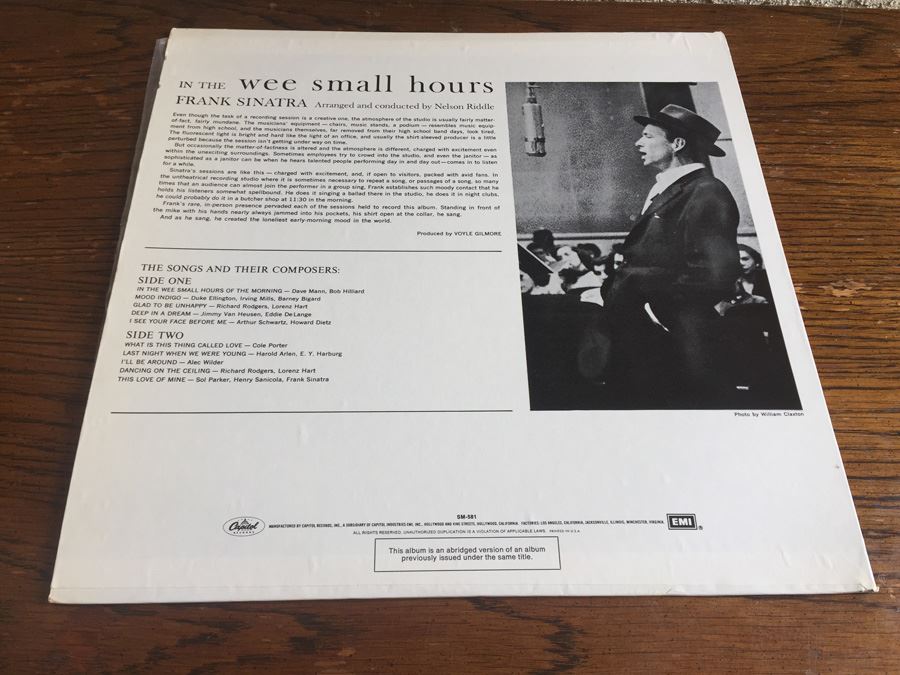 Frank Sinatra ‎- In The Wee Small Hours - Capitol Records ‎- SM-581 - Reissue [Photo 3]