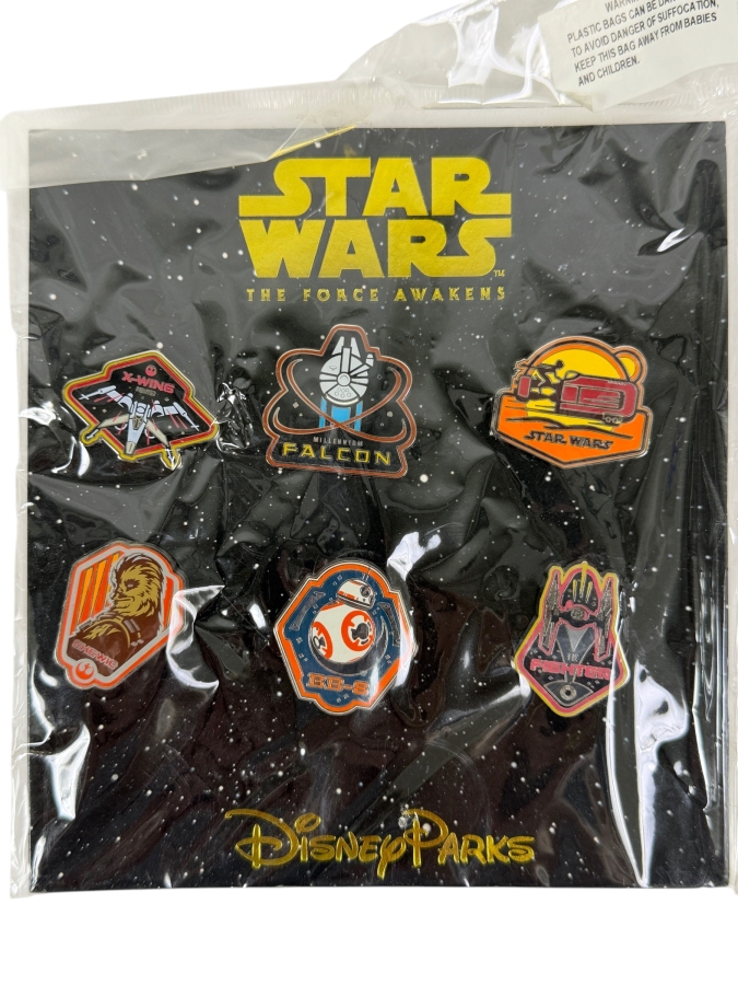 Disney Parks Star Wars: The Force Awakens 6-Pin Trading Booster Set - 2015 Force Friday Release - Authentic Star Wars Movie Pins