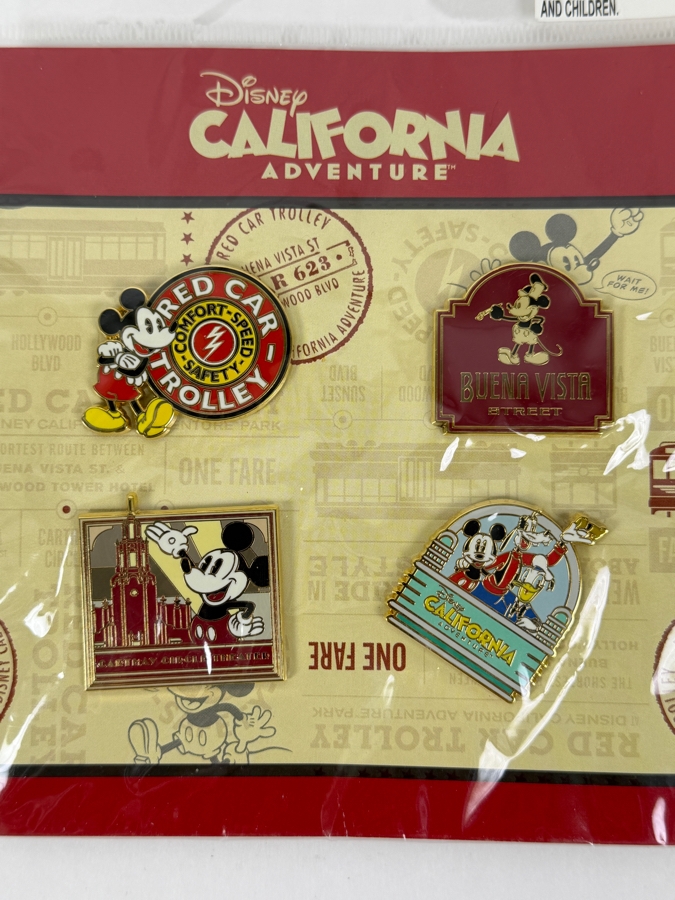 Disney California Adventure Booster Set - 2012 Open Edition 4-Pin Collector Collection - Red Car Trolley & Buena Vista Street Pins [Photo 2]