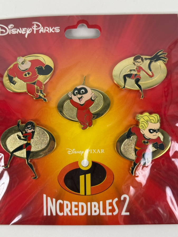 Disney Parks Incredibles 2 5-Pin Booster Set - 2018 Official Disney Pin Trading Collection - Featuring Jack-Jack, Dash, Violet, Elastigirl, And Bob Parr [Photo 2]