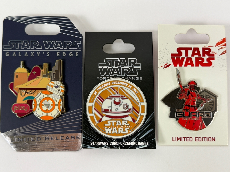 Disney Star Wars Pin Set - Play App Galaxy’s Edge BB-8 Limited Release, 2015 Force For Change BB-8 Spinner & The Last Jedi Elite Guard Limited Edition 5000 [Photo 2]