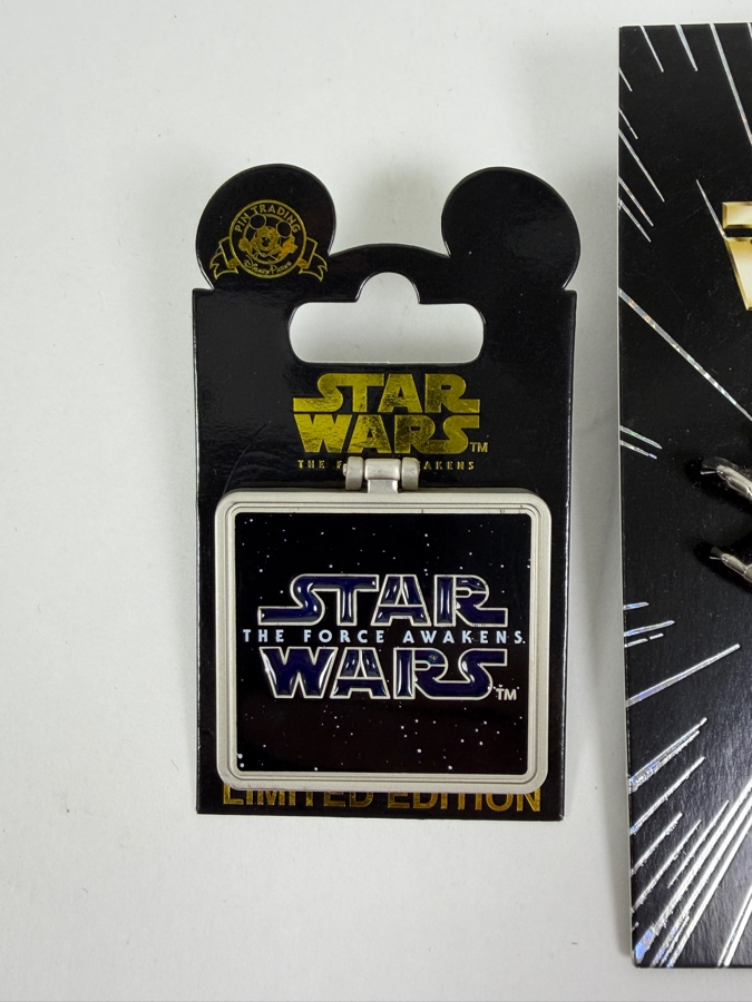 Disney Star Wars Limited Edition Pin Set - Poe’s X-Wing Fighter Vehicle Series Pin Of The Month #13 & The Force Awakens Opening Day 2015 Logo Pin
 [Photo 3]