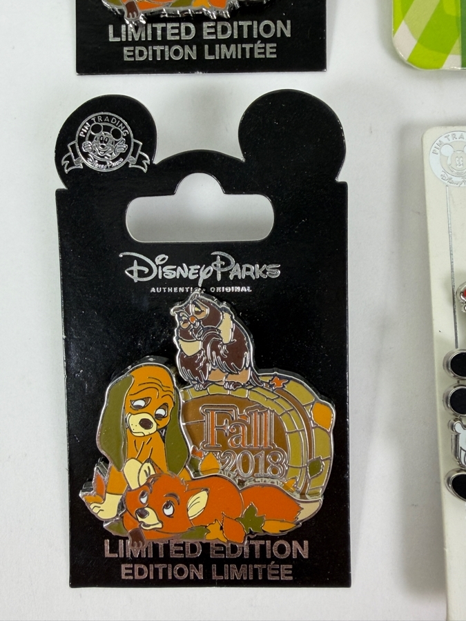 Disney Parks Limited Edition Pin Set - The Fox And The Hound Fall 2018, Chip ‘N’ Dale Season’s Greetings 2018 Hinged Pin & Mickey And Friends Fine And Dandy 2019 Collectibles [Photo 3]