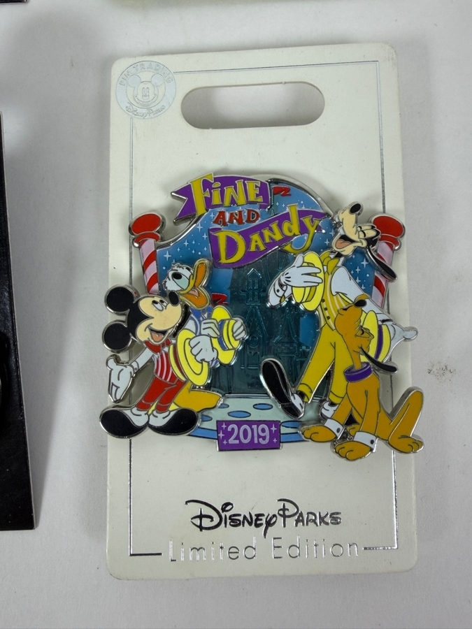 Disney Parks Limited Edition Pin Set - The Fox And The Hound Fall 2018, Chip ‘N’ Dale Season’s Greetings 2018 Hinged Pin & Mickey And Friends Fine And Dandy 2019 Collectibles [Photo 2]