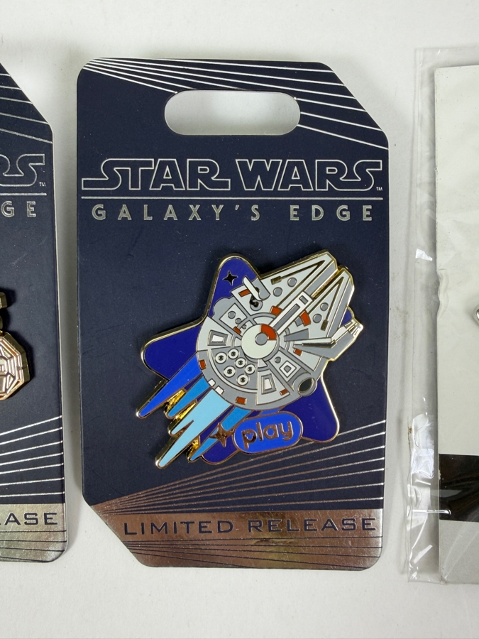 Disney Parks Star Wars Pin Set - Play App Galaxy’s Edge Star Destroyer & Millennium Falcon Limited Release Pins & The Mandalorian The Child With Frog Series 2/4 Limited Release [Photo 3]