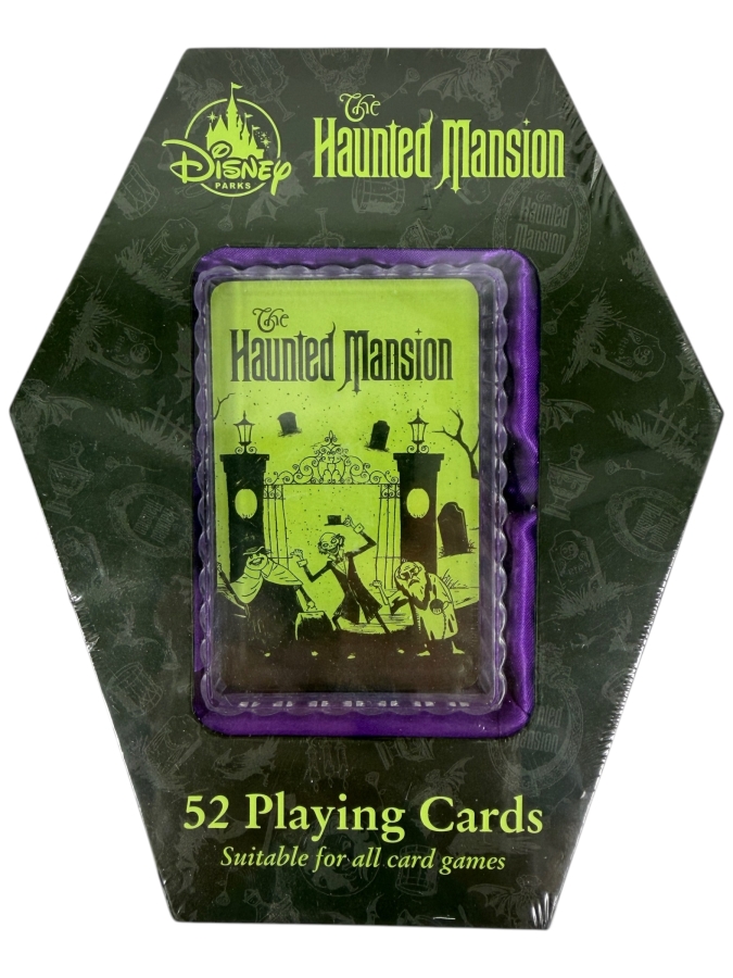 Disney Parks The Haunted Mansion Coffin-Shaped 52 Playing Card Set - Hitchhiking Ghosts Cover Art - Theme Park Exclusive Souvenir Deck