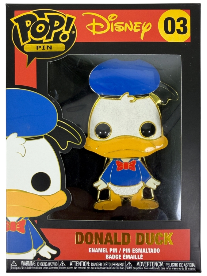 Funko Pop! Disney Donald Duck #03 Large Enamel Pin - 4-Inch Window Box Collectible With Removable Stand