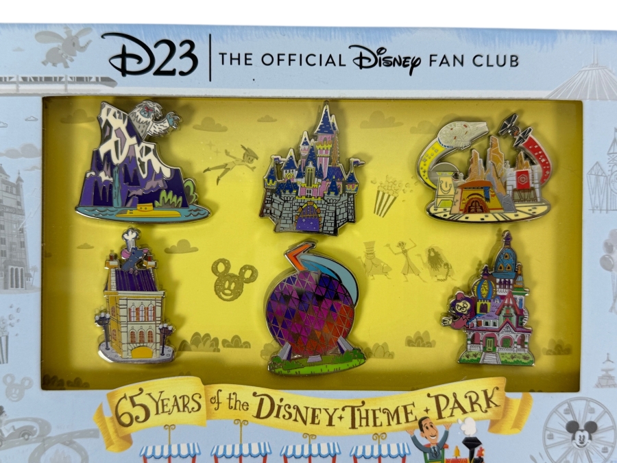 Disney D23 Exclusive 65 Years Of The Disney Theme Park Pin Set - Limited Edition 2500 - 2020 Official Fan Club Milestone Anniversary Boxed Set