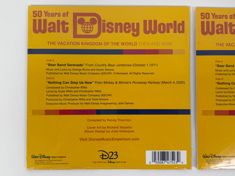 Disney D23 Gold Member 2021 Anniversary Gift 50 Years Of Walt Disney World Then And Now Vinyl Record - 7-Inch 45 RPM Transparent Red Vinyl
 [Photo 4]
