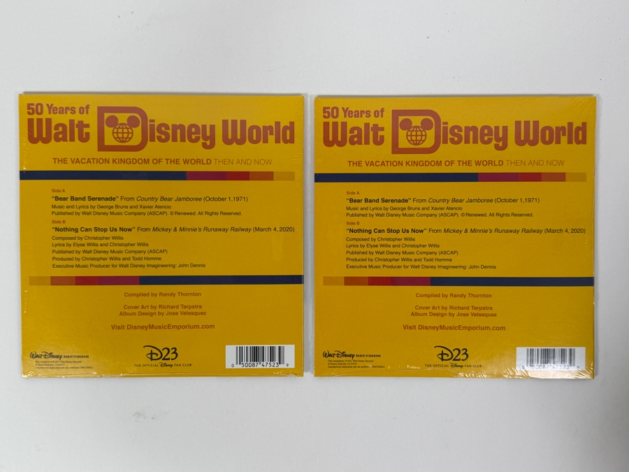 Disney D23 Gold Member 2021 Anniversary Gift 50 Years Of Walt Disney World Then And Now Vinyl Record - 7-Inch 45 RPM Transparent Red Vinyl
 [Photo 3]