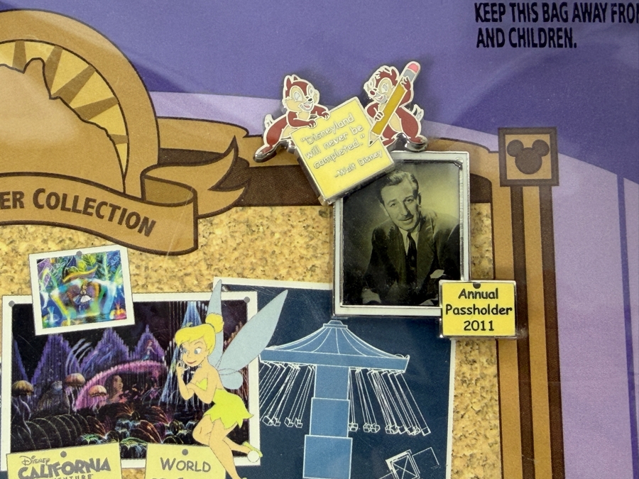 Disney California Adventure 2011 Passholder 6-Pin Set, Happy Birthday Stitch Card & Pin, And Mickey Mouse Main Street USA Trolley Ornament Pin [Photo 6]