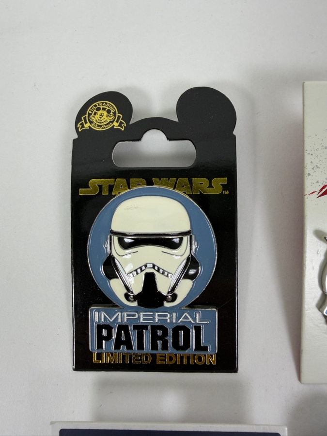 Disney Parks Star Wars Pin Set - Imperial Patrol LE 5000, The Last Jedi Rey Hero LE, Droid Depot BB-8 LE 1500 & Chewie Is My Copilot LE 5000
 [Photo 4]
