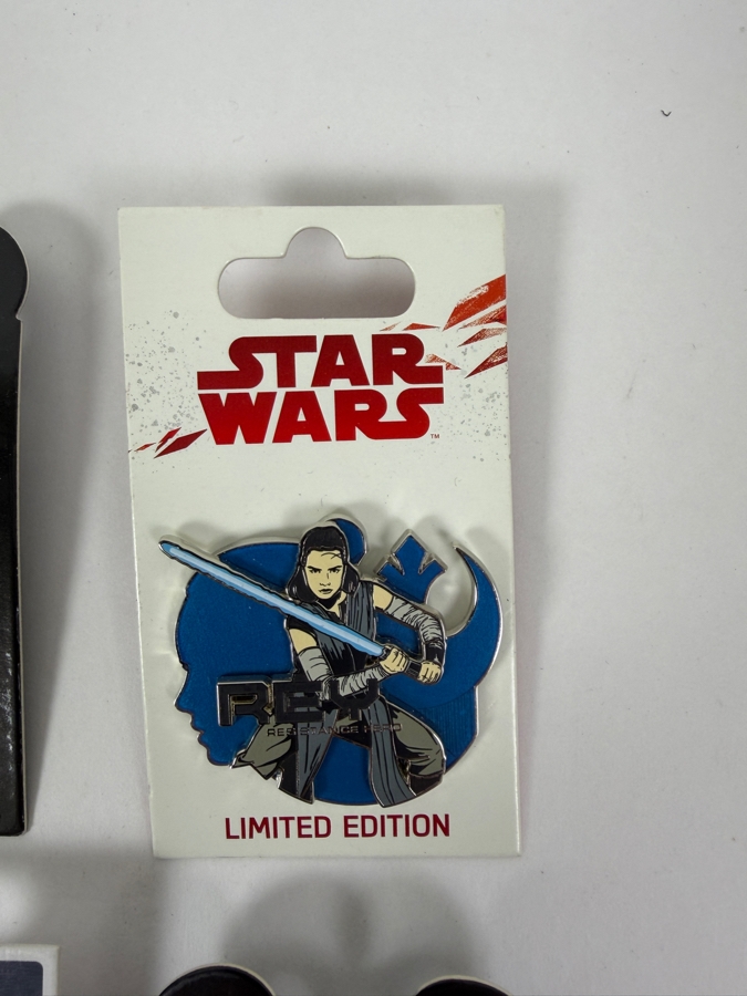 Disney Parks Star Wars Pin Set - Imperial Patrol LE 5000, The Last Jedi Rey Hero LE, Droid Depot BB-8 LE 1500 & Chewie Is My Copilot LE 5000
 [Photo 5]
