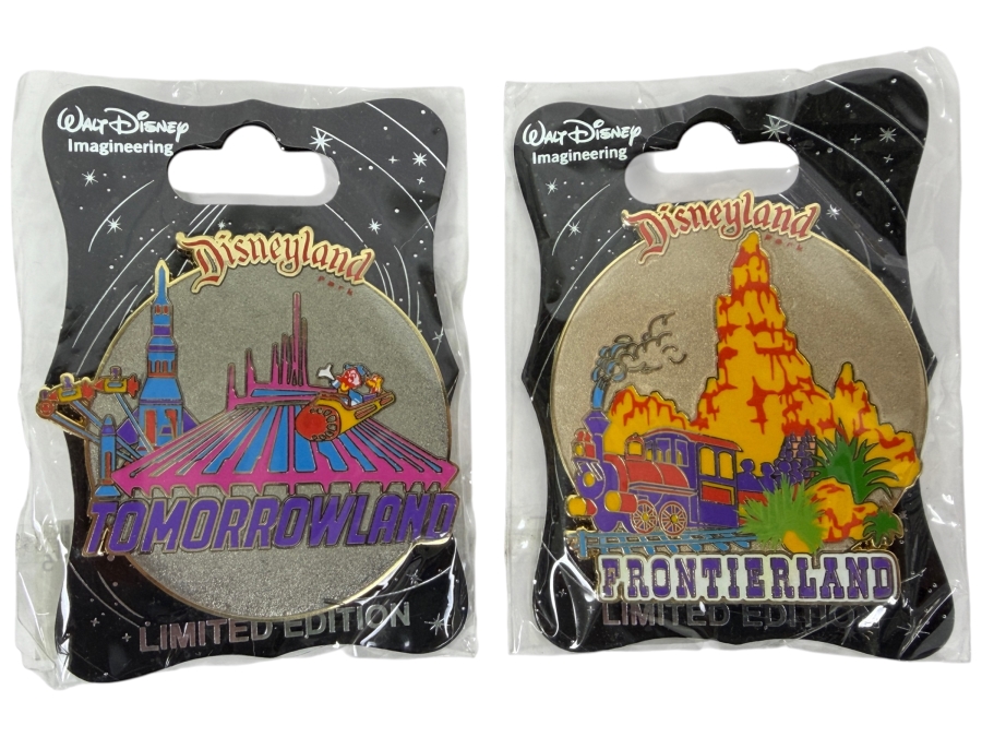 Disney Walt Disney Imagineering (WDI) Retro Disneyland Attraction Pin Set - Tomorrowland Space Mountain & Frontierland Big Thunder Mountain - Limited Edition 300