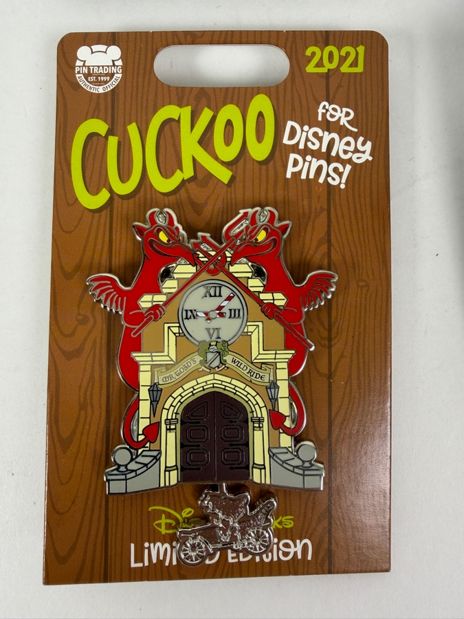 Disney Parks Limited Edition Pin Set - WDI Lost Boys In Jolly Roger Boats, Mr. Toad’s Wild Ride Cuckoo Clock & Mr. Toad Charming Characters Collectibles [Photo 2]