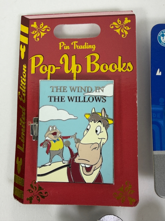 Disney Pin Trading Limited Edition Set - Pop-Up Books Wind In The Willows LE 4000, D23 Expo 2019 Dapper Trolley LE 1500, Presidents’ Day 2010 & Mickey’s All-American Festival [Photo 4]