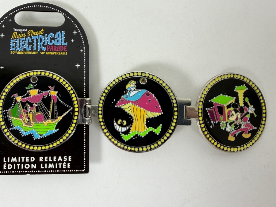 Disney Parks Main Street Electrical Parade 50th Anniversary Limited Release Hinged Triple Folding Pin - 2022 Disneyland Anniversary Triptych Set [Photo 3]