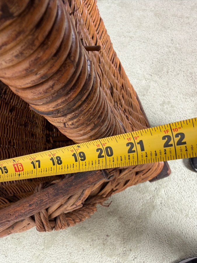 Antique French Hand-Woven Wicker Grape Harvesting Back Basket (Hotte) 23'W 21'D X 50'H (RSF) [Photo 9]