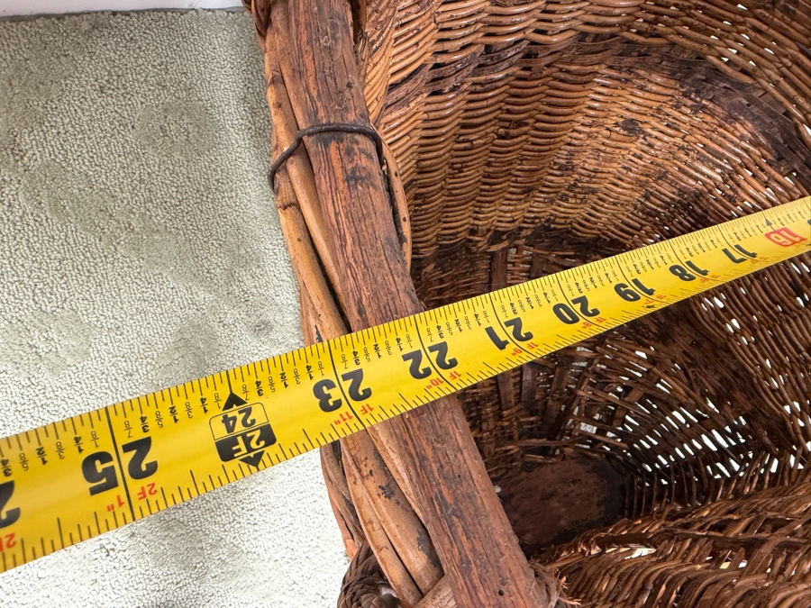 Antique French Hand-Woven Wicker Grape Harvesting Back Basket (Hotte) 23'W 21'D X 50'H (RSF) [Photo 8]