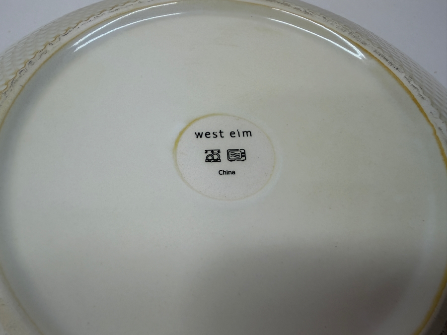 West Elm White Textured Ceramic Serving Bowl 12'W X 4'H (HA) [Photo 4]