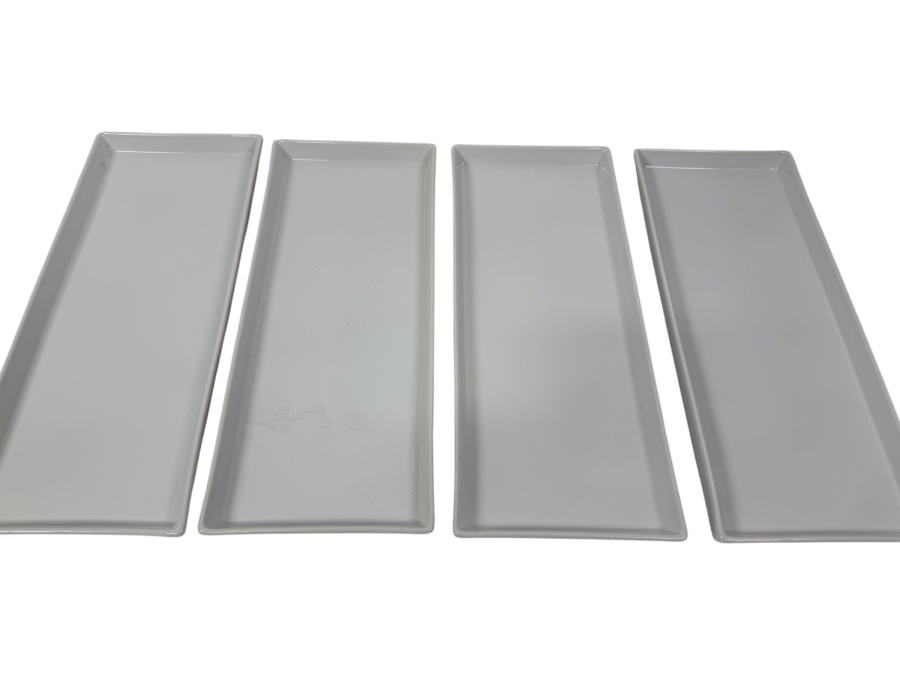 (2) Crate & Barrel White Rectangular Porcelain Serving Platters 15'W X 8'D (HA) [Photo 2]