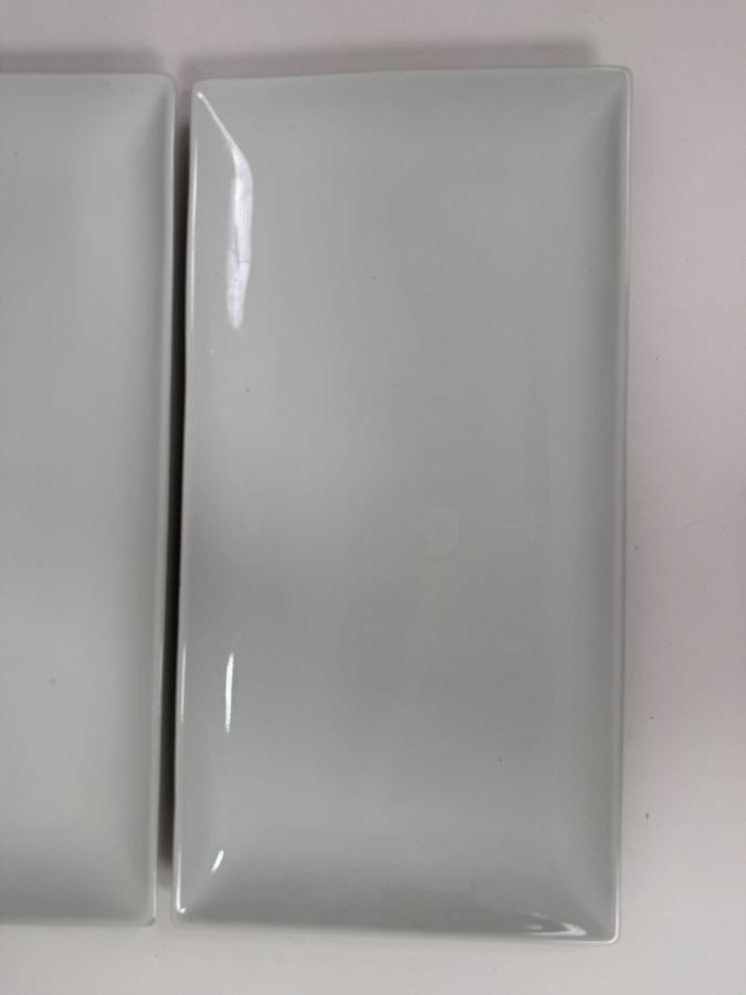 (2) Crate & Barrel White Rectangular Porcelain Serving Platters 15'W X 8'D (HA) [Photo 4]