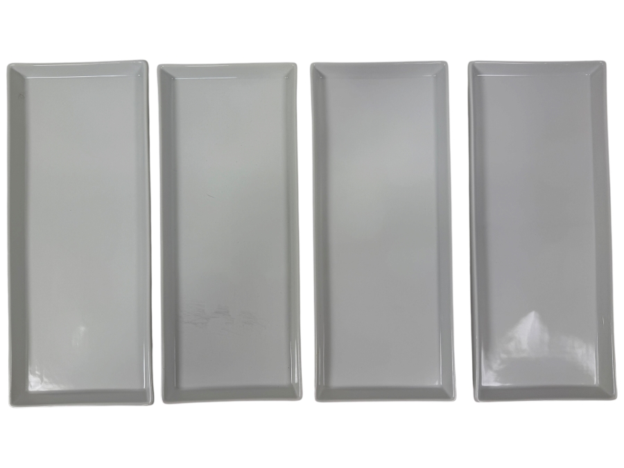 (4) Bruntmor White Ceramic Rectangular Serving Platters 14'W X 6'D (HA) [Photo 2]
