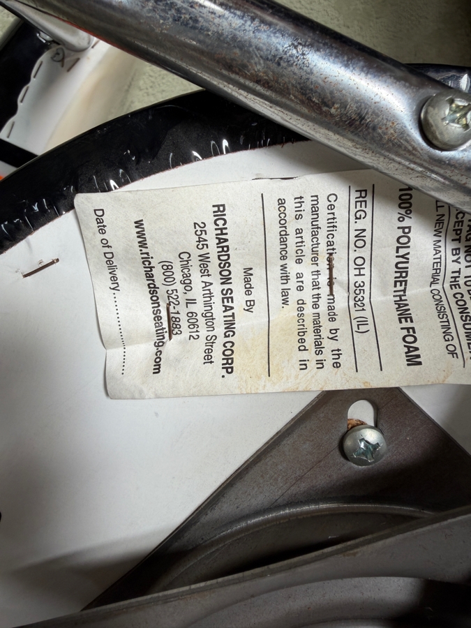 Official Harley-Davidson Roadhouse Collection Bar Table And Three Matching Swivel Stools With Backrests By Ace Product Management Group Chairs: 30' Seat Height Table: 30'W x 43'H (One Of The Seats Has A Small Tear - See Photos) (RSF) [Photo 17]