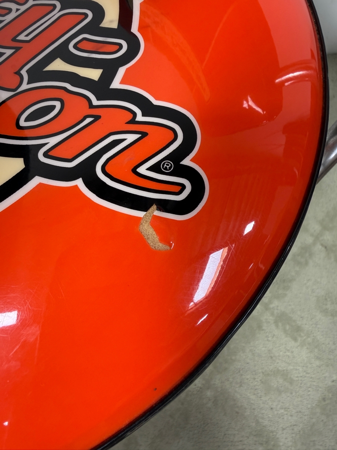 Official Harley-Davidson Roadhouse Collection Bar Table And Three Matching Swivel Stools With Backrests By Ace Product Management Group Chairs: 30' Seat Height Table: 30'W x 43'H (One Of The Seats Has A Small Tear - See Photos) (RSF) [Photo 15]