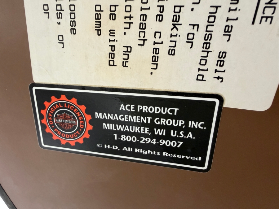 Official Harley-Davidson Roadhouse Collection Bar Table And Three Matching Swivel Stools With Backrests By Ace Product Management Group Chairs: 30' Seat Height Table: 30'W x 43'H (One Of The Seats Has A Small Tear - See Photos) (RSF) [Photo 16]