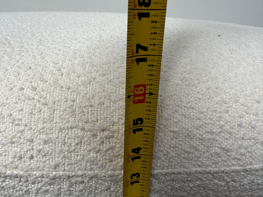 TOV Furniture Discus Oval Bouclé Upholstered Coffee Table Ottoman With Pillar Legs 45'W X 27'D X 17'H Retails $399 (HA) [Photo 9]