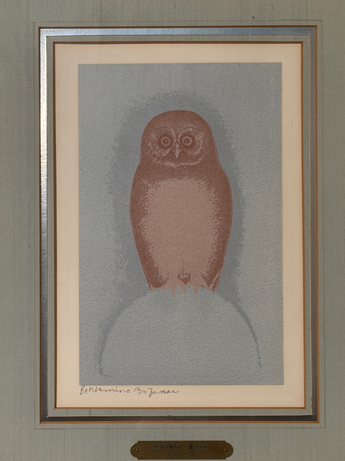 Beniamino Bufano (1886–1970) 'Owl' Color Lithograph Signed Bottom Left Modernist Print, Circa 1960 8'W X12'H Framed: 25'W X 31'H (RSF) [Photo 3]