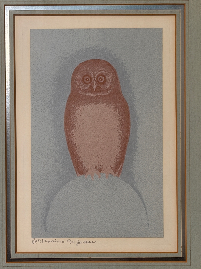 Beniamino Bufano (1886–1970) 'Owl' Color Lithograph Signed Bottom Left Modernist Print, Circa 1960 8'W X12'H Framed: 25'W X 31'H (RSF) [Photo 4]