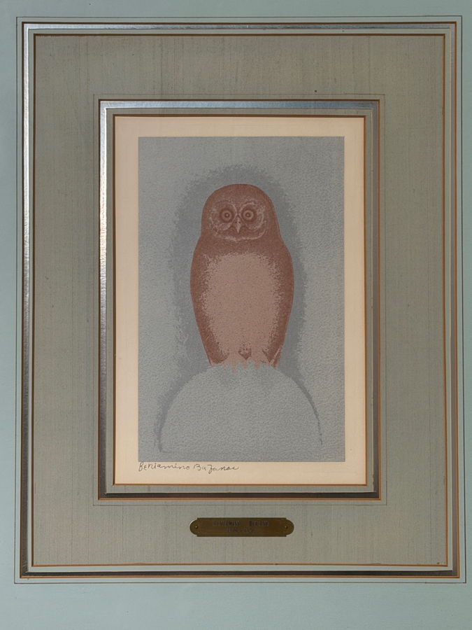 Beniamino Bufano (1886–1970) 'Owl' Color Lithograph Signed Bottom Left Modernist Print, Circa 1960 8'W X12'H Framed: 25'W X 31'H (RSF) [Photo 2]