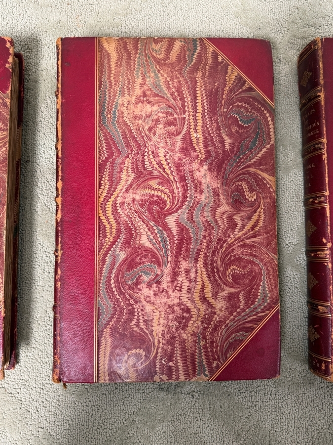 (3) Antique 1821 Oversized Hardcover Books Volumes I, II & III: Portraits Of Illustrious Personages Of Great Britain Engraved From Authentic Pictures By Edmund Lodge Published by Lackington, Hughes, Harding, Mavor & Lepard In London 11.5W X 17.5H (RSF) [Photo 2]