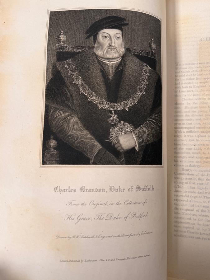 (3) Antique 1821 Oversized Hardcover Books Volumes I, II & III: Portraits Of Illustrious Personages Of Great Britain Engraved From Authentic Pictures By Edmund Lodge Published by Lackington, Hughes, Harding, Mavor & Lepard In London 11.5W X 17.5H (RSF) [Photo 7]