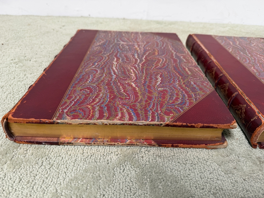 Pair Of Antique 1883 Oversized Hardcover Books Volumes I & II: Society Of French Aquarellists Illustrated With Plates In Photogravure American Edition Published By Goupil & Co. Paris, France Featuring Artists Such As Gustave Doré 13W X 17.5H X 2D (RSF) [Photo 3]