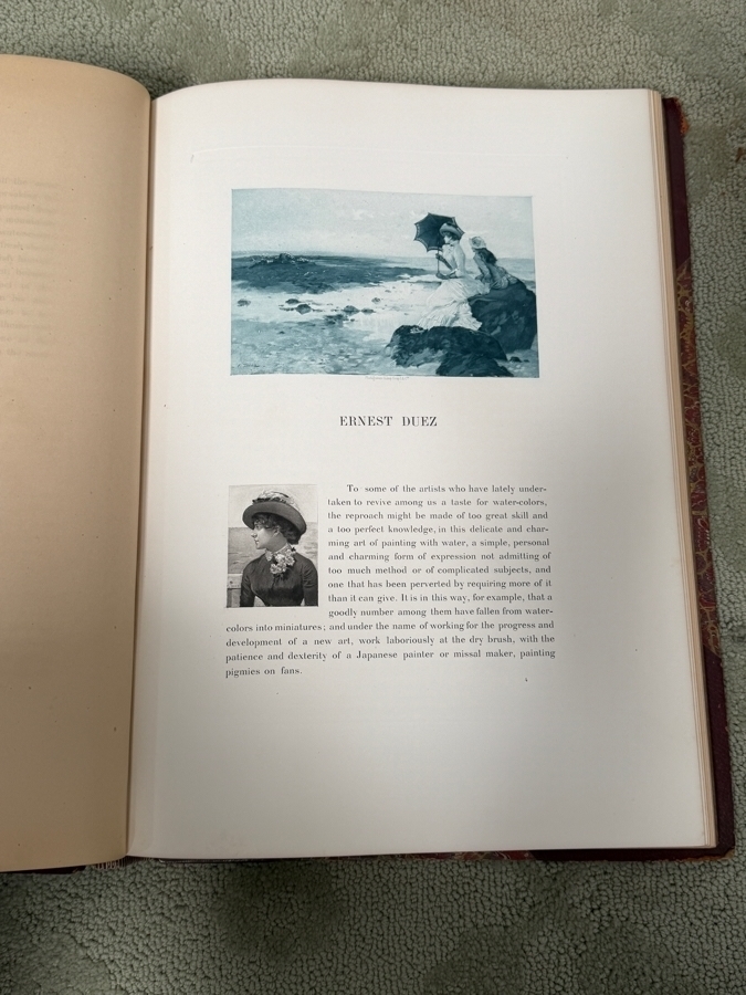 Pair Of Antique 1883 Oversized Hardcover Books Volumes I & II: Society Of French Aquarellists Illustrated With Plates In Photogravure American Edition Published By Goupil & Co. Paris, France Featuring Artists Such As Gustave Doré 13W X 17.5H X 2D (RSF) [Photo 17]
