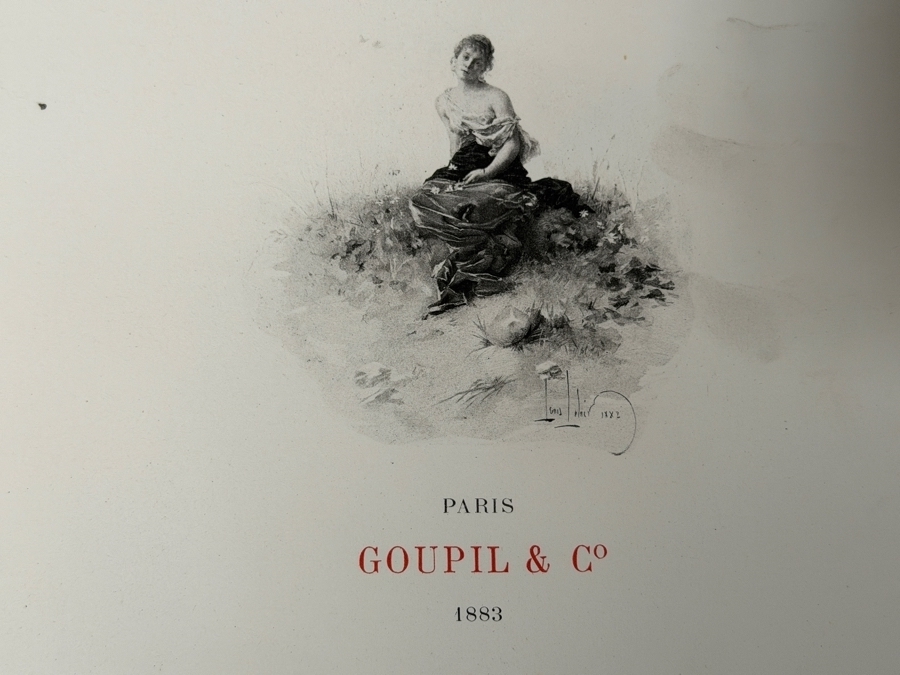 Pair Of Antique 1883 Oversized Hardcover Books Volumes I & II: Society Of French Aquarellists Illustrated With Plates In Photogravure American Edition Published By Goupil & Co. Paris, France Featuring Artists Such As Gustave Doré 13W X 17.5H X 2D (RSF) [Photo 8]