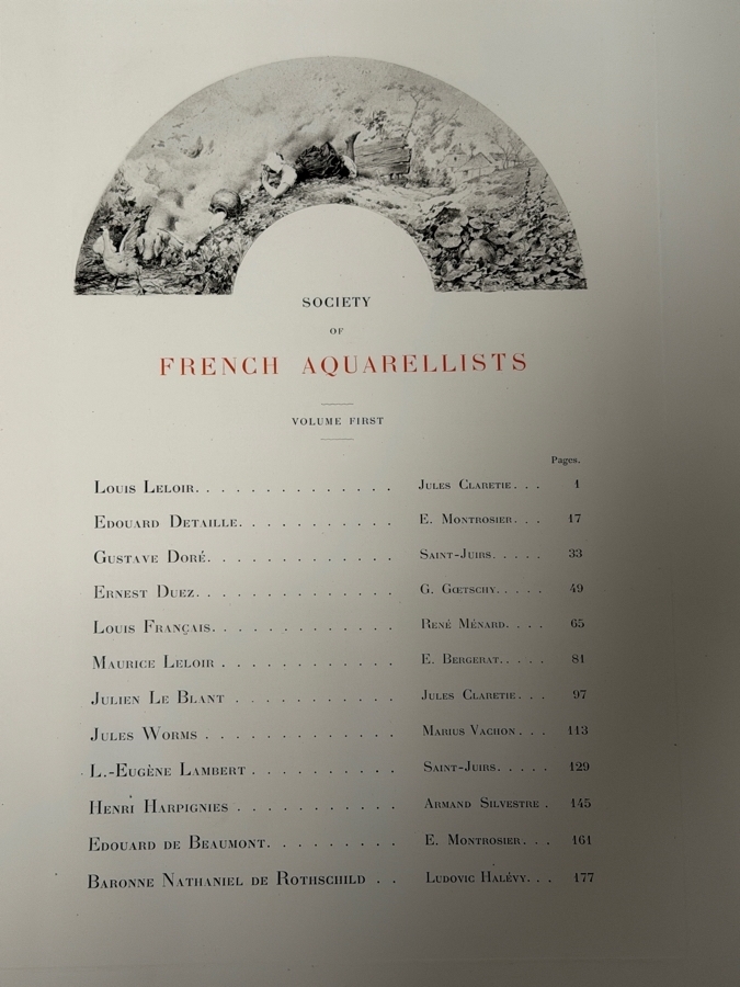 Pair Of Antique 1883 Oversized Hardcover Books Volumes I & II: Society Of French Aquarellists Illustrated With Plates In Photogravure American Edition Published By Goupil & Co. Paris, France Featuring Artists Such As Gustave Doré 13W X 17.5H X 2D (RSF) [Photo 9]